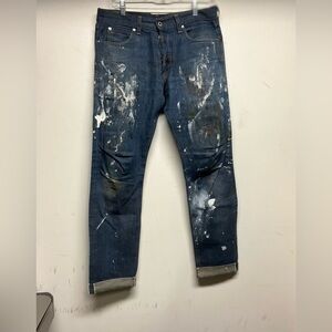 Men's Blue Paint-Splattered Jeans